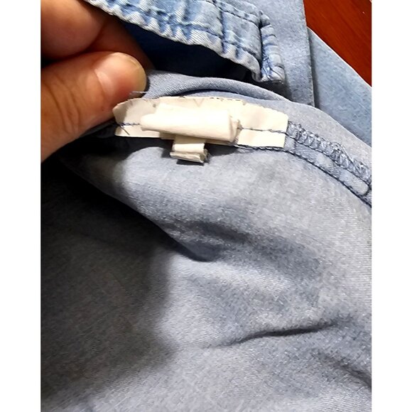 Zara Womens Chambray Button-Front Shirt M Blue Long Sleeve Casual - Picture 5 of 8